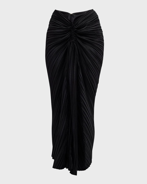 Sonoma Pleated Satin Midi Slit Skirt