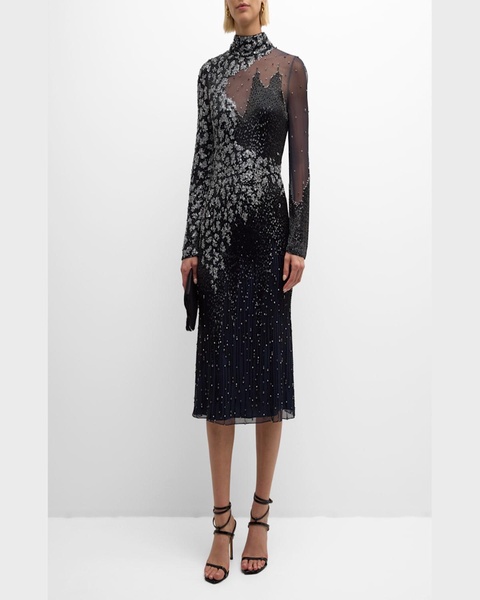 Starman Sequined Crystal Boatneck Gown