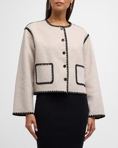 Melanie Contrast Trim Wool-Blend Jacket