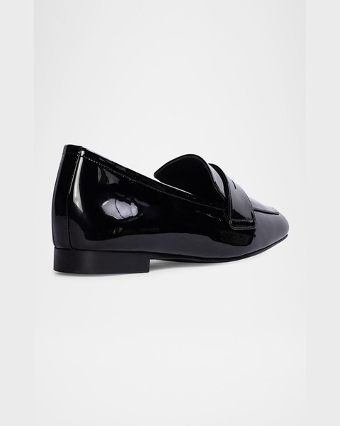 Patent Leather Square-Toe Penny Loafers