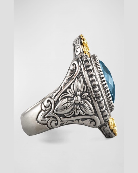 Pave London Blue Topaz Ring