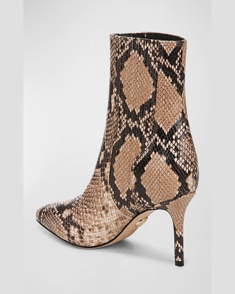 Lisa Snake-Embossed Stiletto Booties