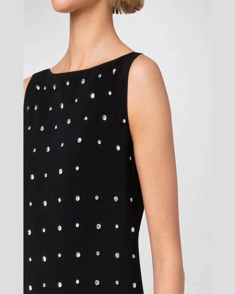 Lasercut Crepe Tunic Dress with Crystal Studded Embellishment