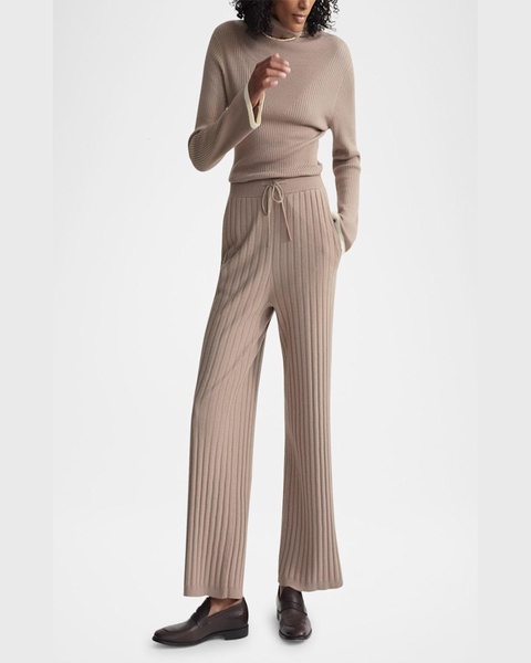 Simeon Wide-Leg Ribbed Knit Trousers