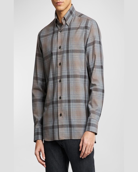 Men's Wool Plaid Sport Shirt