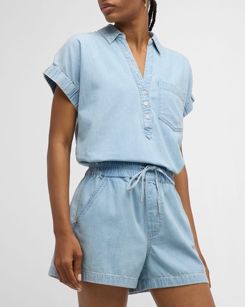 Almera Short-Sleeve Chambray Top