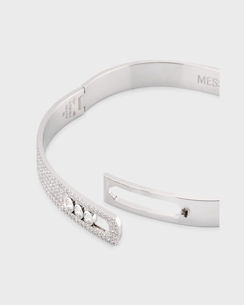 Move Pave 18k White Gold & 3-Diamond Bangle