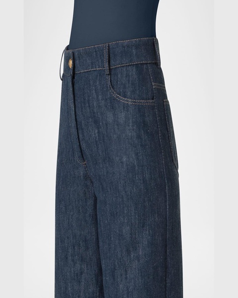 Cooper Cotton-Wool Denim Wide-Leg Pants