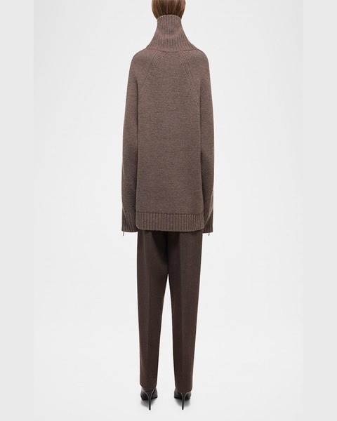 Zipped Wool-Cashmere Turtleneck Sweater