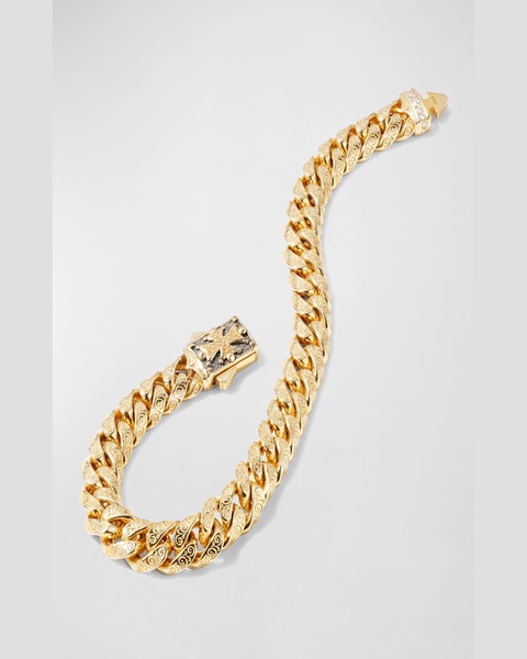 Men's 18k Gold Filigree Chain Bracelet w/ Diamonds