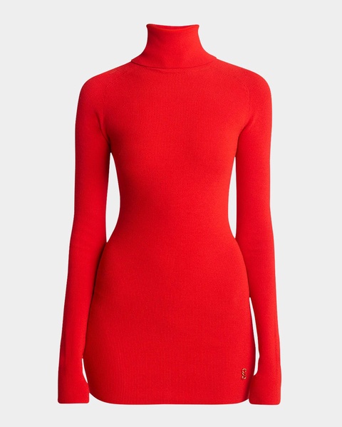 Fox Rib-Knit Matte Viscose Turtleneck Top