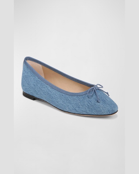 Catherine Denim Bow Ballerina Flats