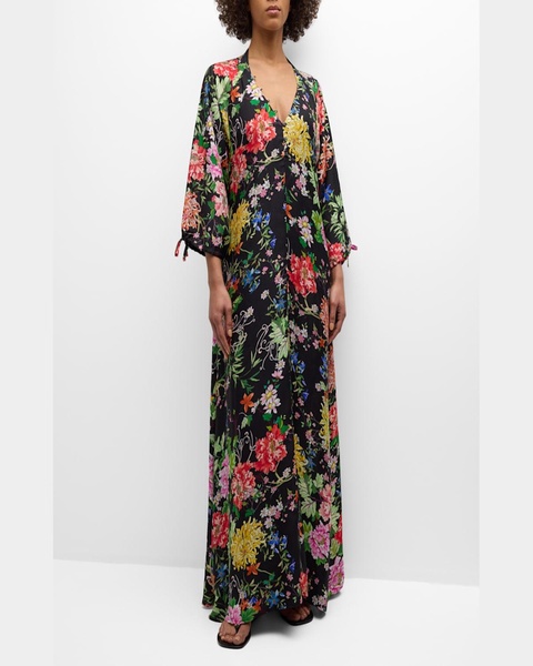 Metallic Mixed Floral Maxi Dress 