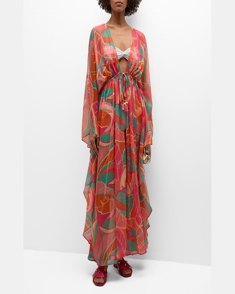 Palm Printed Austin Caftan Coverup