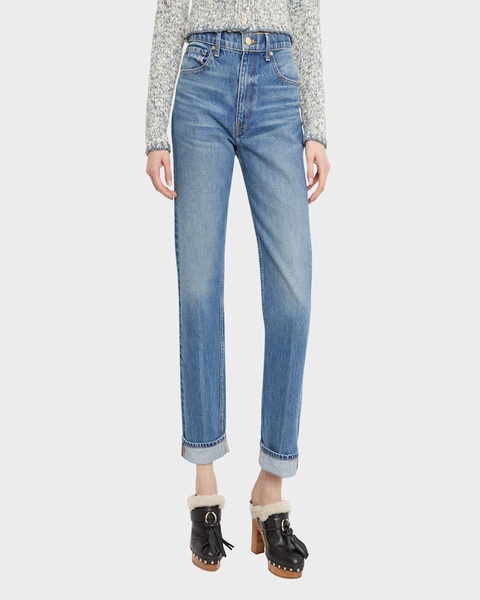 The Daphne Straight-Leg Cuffed Denim Jeans 