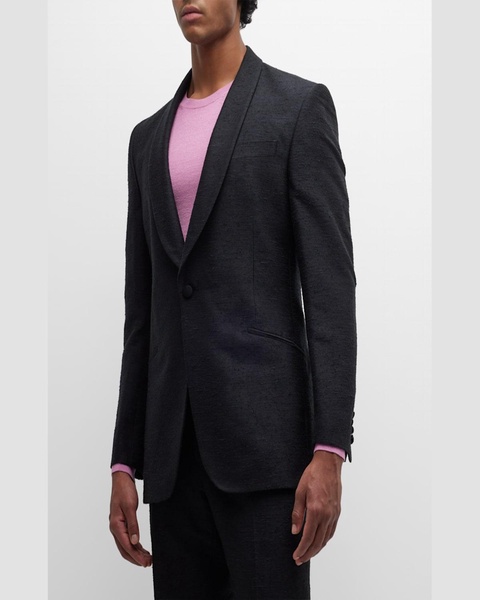 Men's Shawl-Collar Shantung Silk Tuxedo