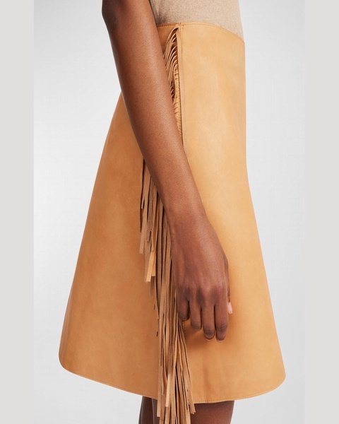 Coras Fringe-Trim Leather Mini Skirt