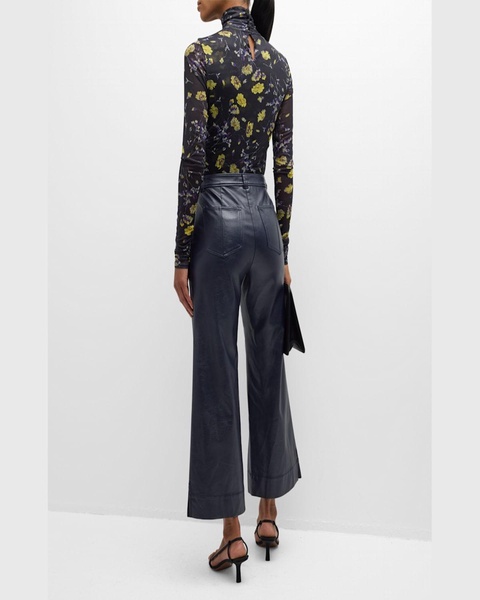 Benji Cropped Wide-Leg Faux-Leather Pants