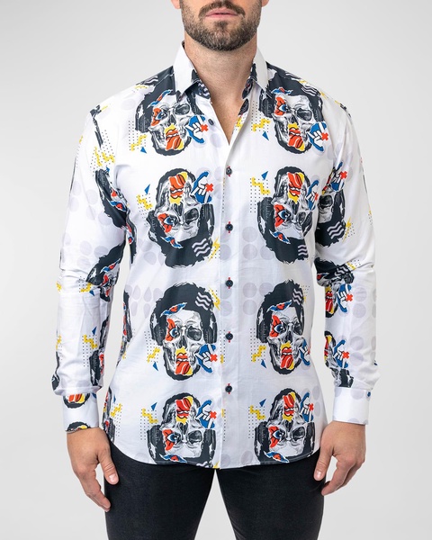 Men's Fibonacci Skull Puppet Dress Shirt