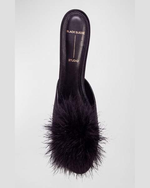 Ricca Feather Pom Mule Sandals