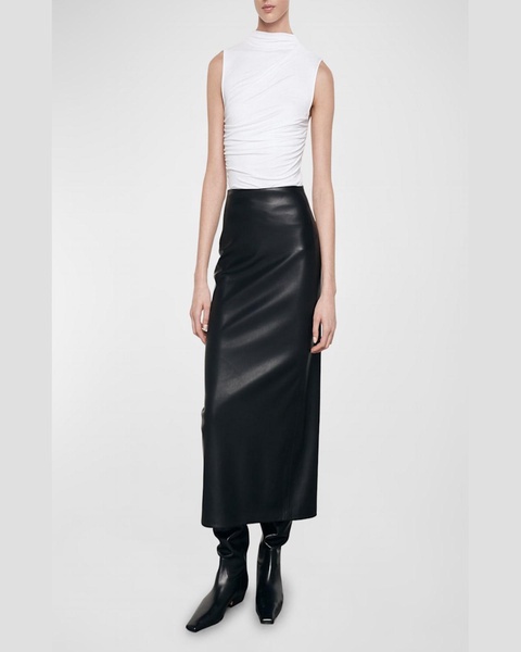 Ankle-Length Faux Leather Skirt 