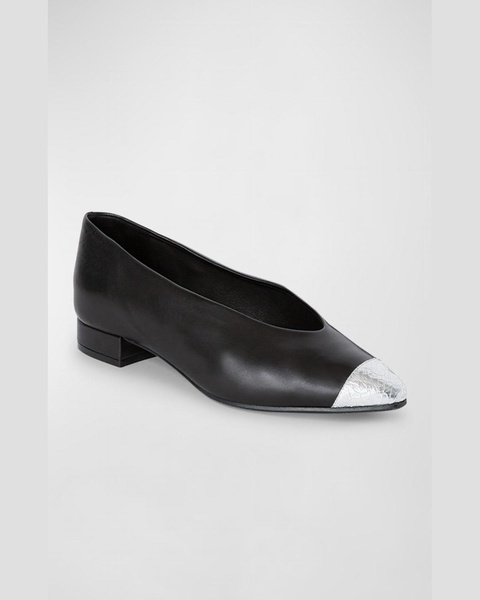 Rebecca Leather Cap-Toe Ballerina Flats