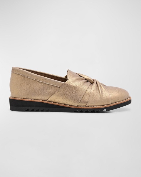 Eena Metallic Suede Twist Slip-On Loafers