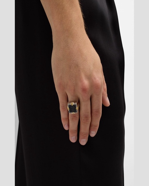 Men's Black Onyx Two-Tone Laurel Ring