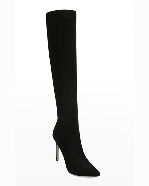 Lisa Suede Stiletto Wide-Calf Knee Boots