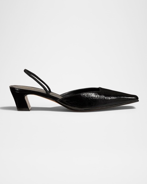 Roosevelt Leather Kitten Slingback Pumps