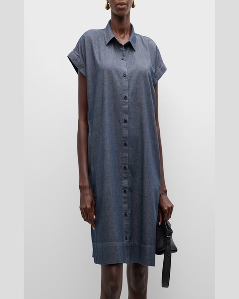 Organic Cotton Twill Shift Shirtdress