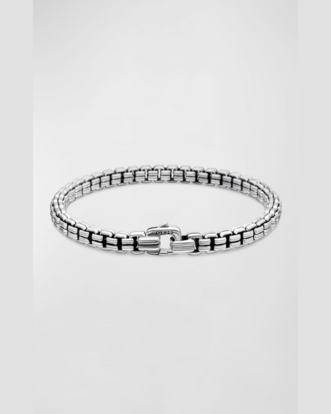 Men's Double Box Chain Bracelet in Silver, 4mm