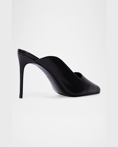 Asymmetrical Leather Stiletto Mule Pumps