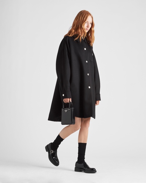 logo-plaque wool coat