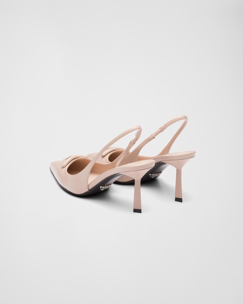 75mm brushed leather slingback pumps