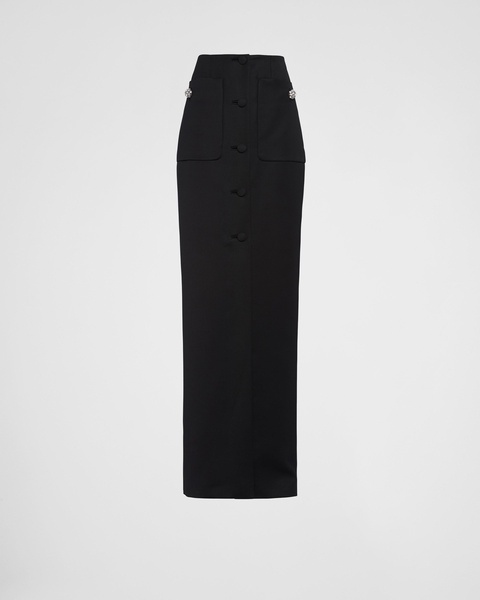 crystal-button wool maxi skirt