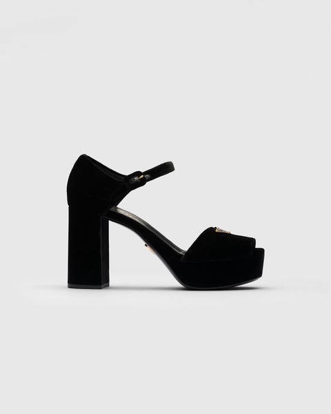 PRADA PLATEAU 95 PLATFORM HEEL SANDAL VELVET