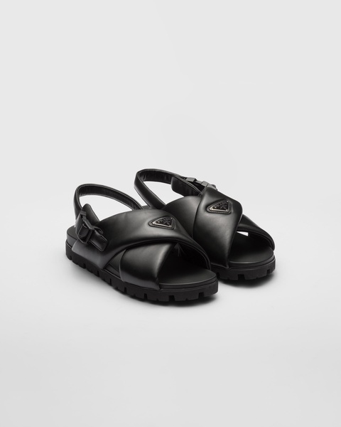 padded crossover-straps flat sandals