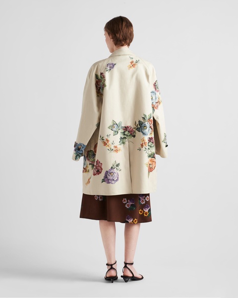 floral-print single-breasted coat