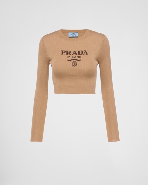 logo-intarsia cropped jumper