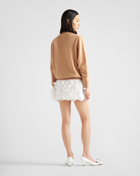 embroidered organza miniskirt