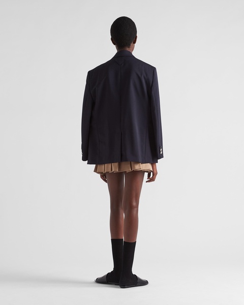 pleated gabardine miniskirt