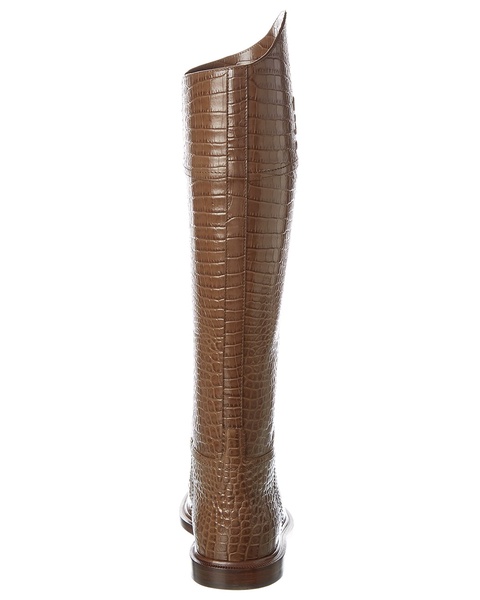 FENDI Karligraphy Croc-Embossed Leather Boot