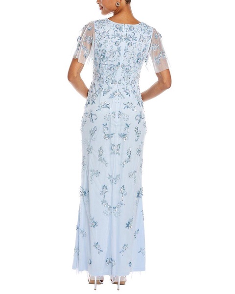 Aidan Mattox Flutter Sleeve Beaded Gown