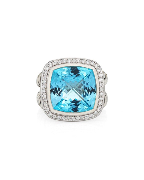 David Yurman Silver 0.30 ct. tw. Diamond & Blye Topaz Albion Ring (Authentic Pre-Owned)