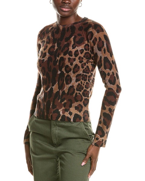 wool & cashmere-blend printed leopard jumper