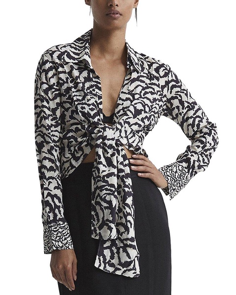 Reiss Alice Monochrome Zebra Print Top