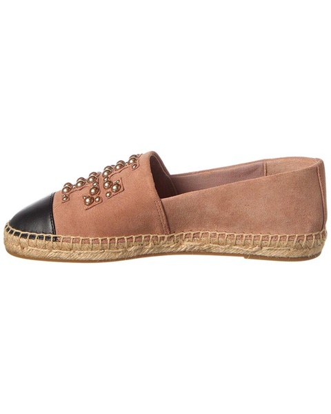 Tory Burch Pearl Logo Suede Espadrille