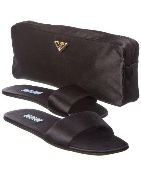 Prada Travel Silk Slippers and Pouch