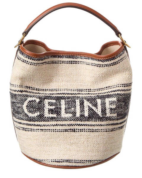 CELINE Teen 16 Jacquard Canvas & Leather Bucket Bag